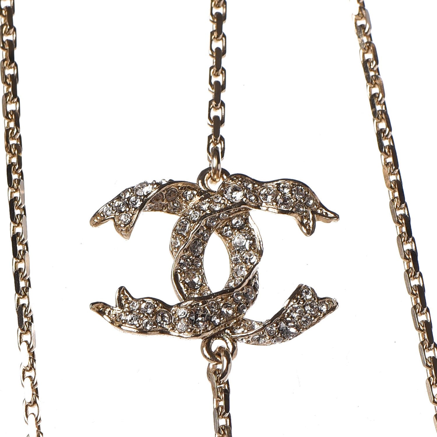 Chanel Crystal Pearl Multi Strand Chain CC Arrow Necklace Gold 5 of 7