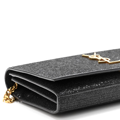 Saint Laurent Glitter Monogram Chain Wallet Black 8 of 10
