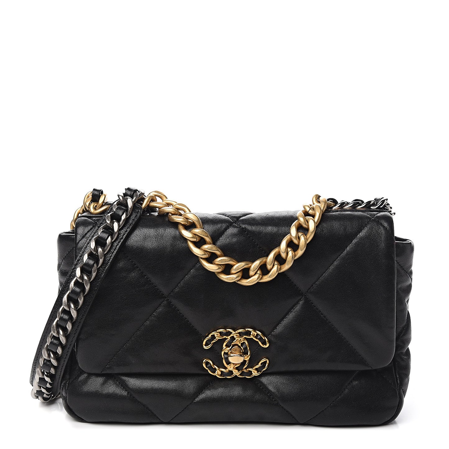 Goatskin Quilted Medium 19 Flap Black