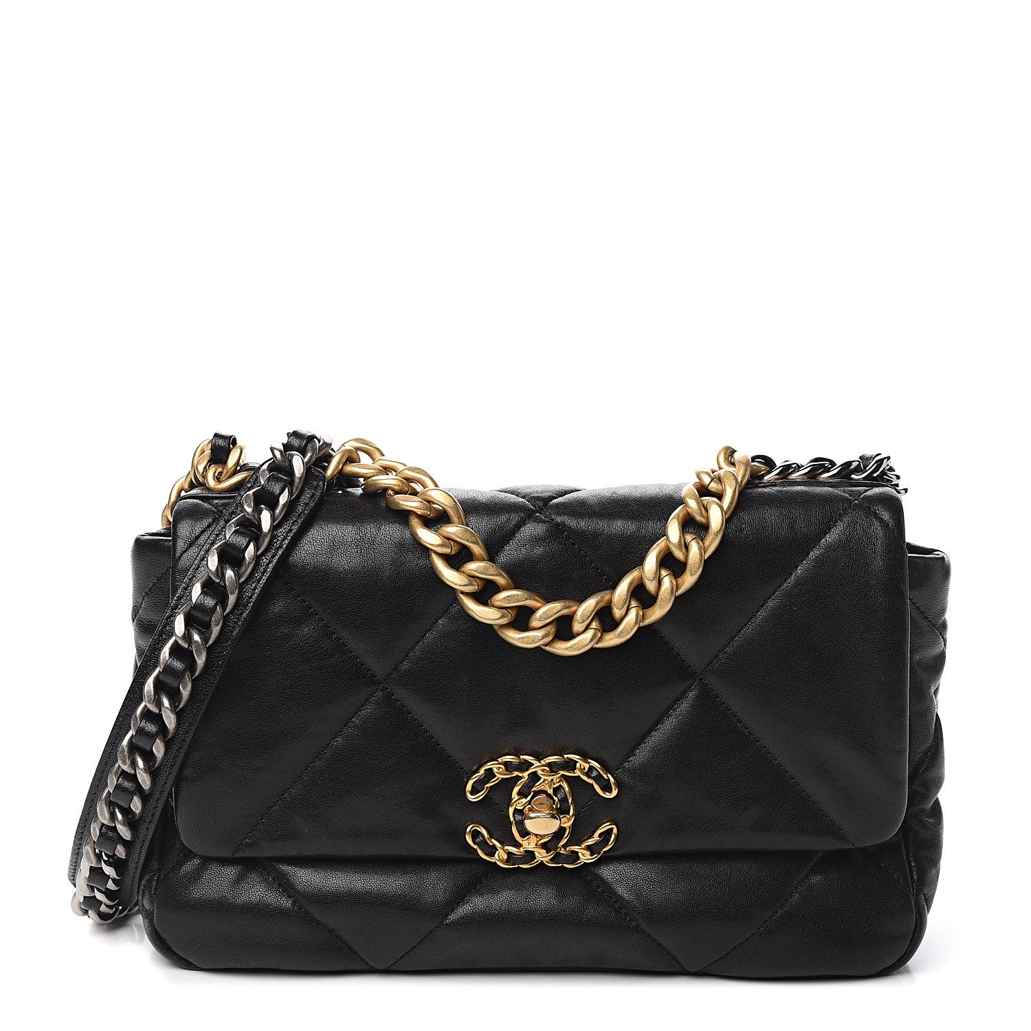 Chanel Goatskin Quilted Medium 19 Flap Black 1 of 10