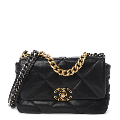 Chanel Goatskin Quilted Medium 19 Flap Black 1 of 10