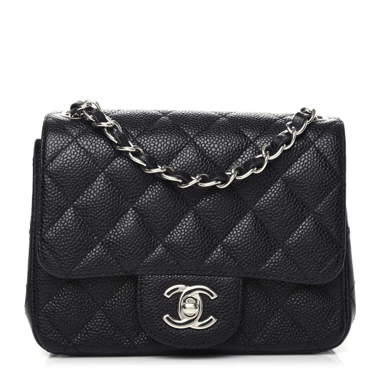 Caviar Quilted Mini Square Flap Black