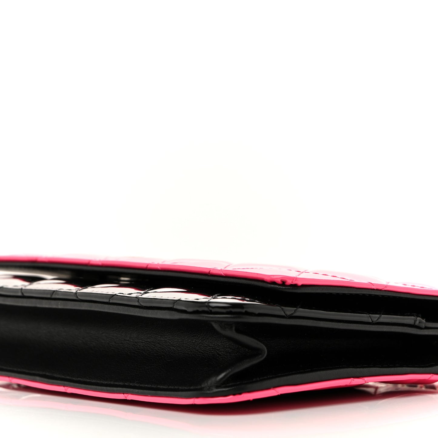 Patent Quilted Bi-Color Wallet On Chain WOC Pink Black