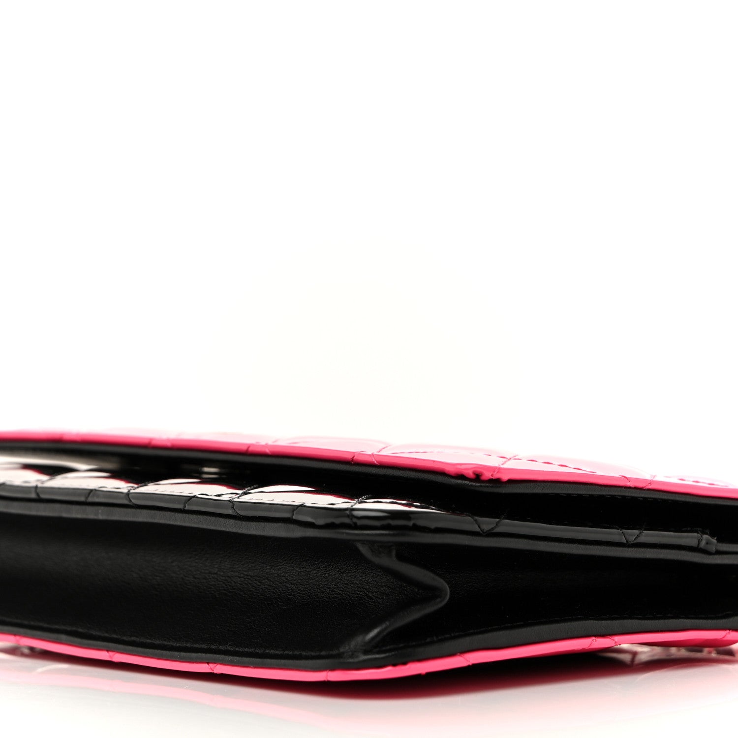 Chanel Patent Quilted Bi-Color Wallet On Chain WOC Pink Black 11 of 11