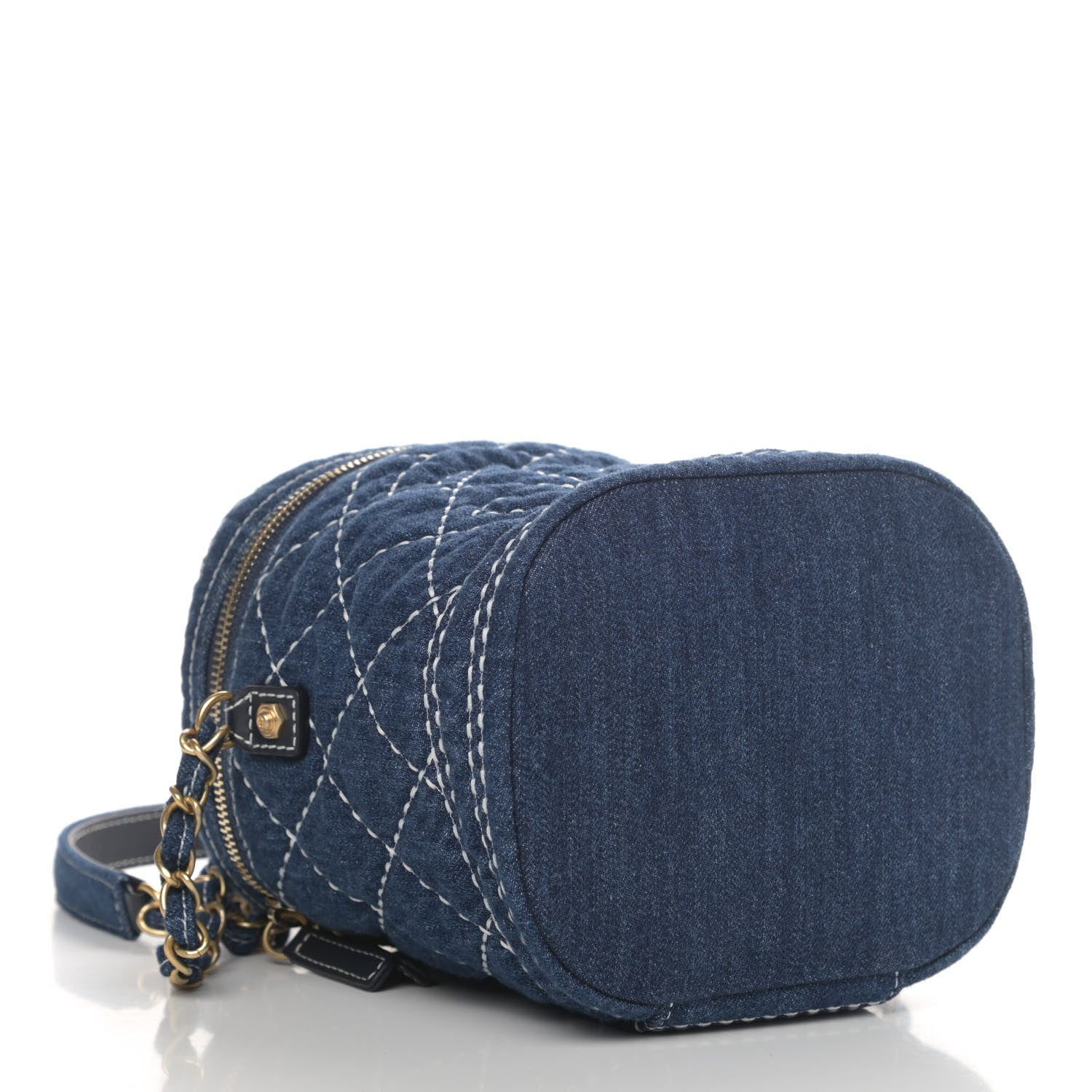 Chanel Denim Quilted Denim Trip Vanity Cosmetic Case Blue 3 of 4