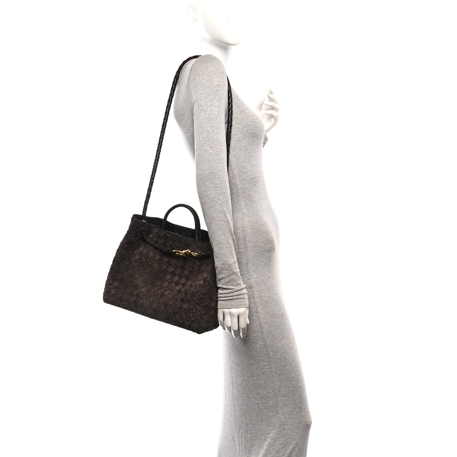 Bottega Veneta Suede Intrecciato Medium Andiamo Shoulder Bag Fondant 2 of 9