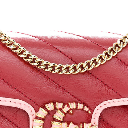 Gucci Azalea Calfskin Enamel Matelasse Diagonal Super Mini Torchon GG Marmont Shoulder Bag New Cherry Red Wild Rose 8 of 11