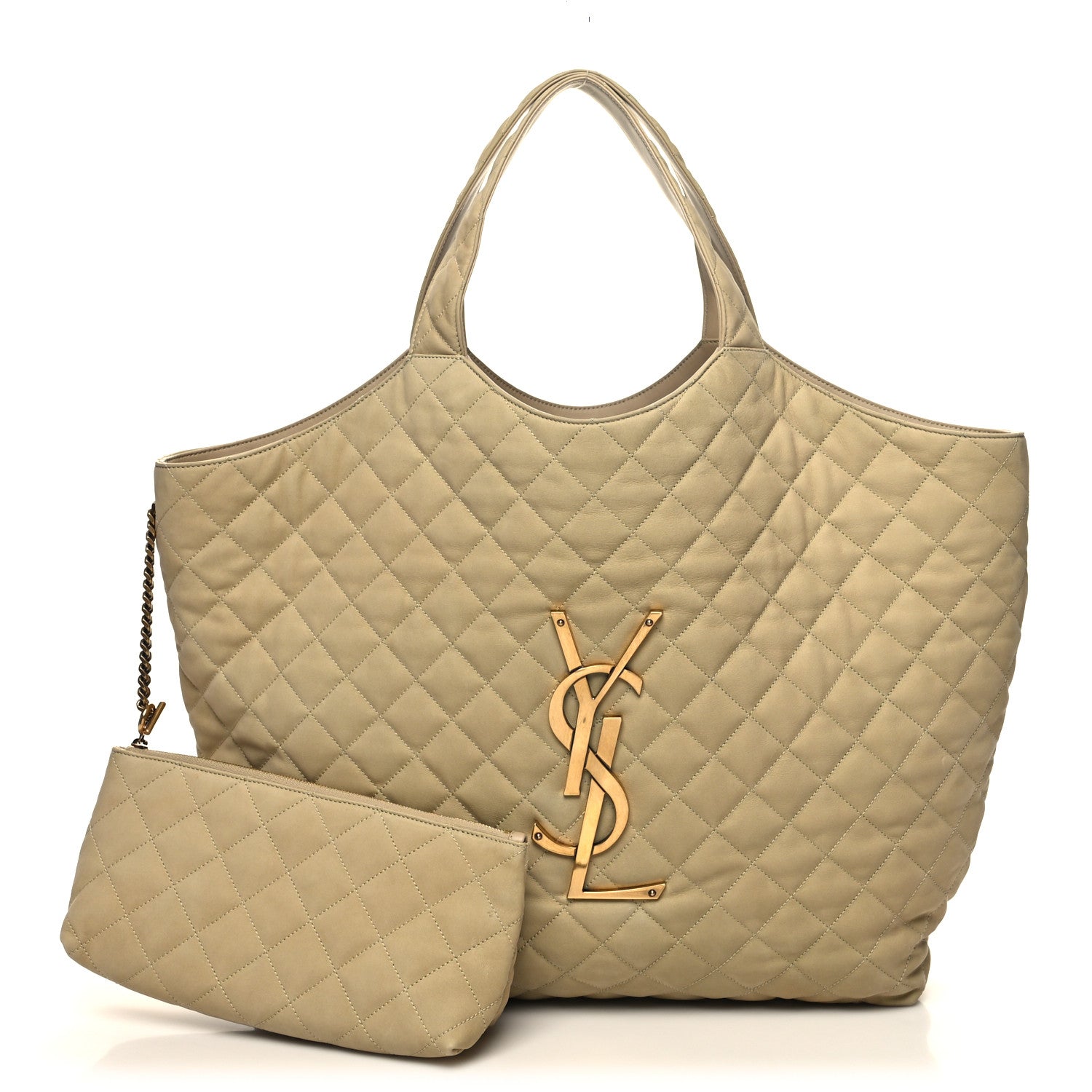 Saint Laurent Nubuck Suede Quilted Maxi Icare Shopping Tote Beige 1 of 12