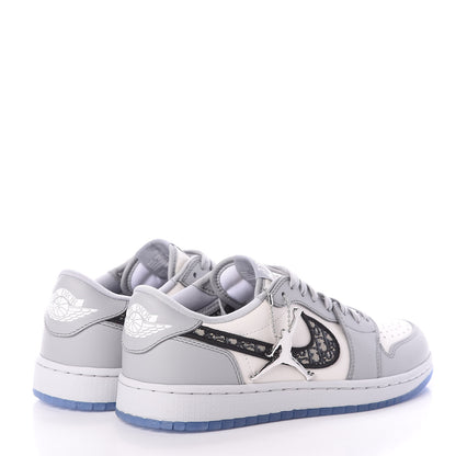 Christian Dior X NIKE AIR JORDAN Calfskin Mens Oblique Low Sneakers 40 Beige White 4 of 12