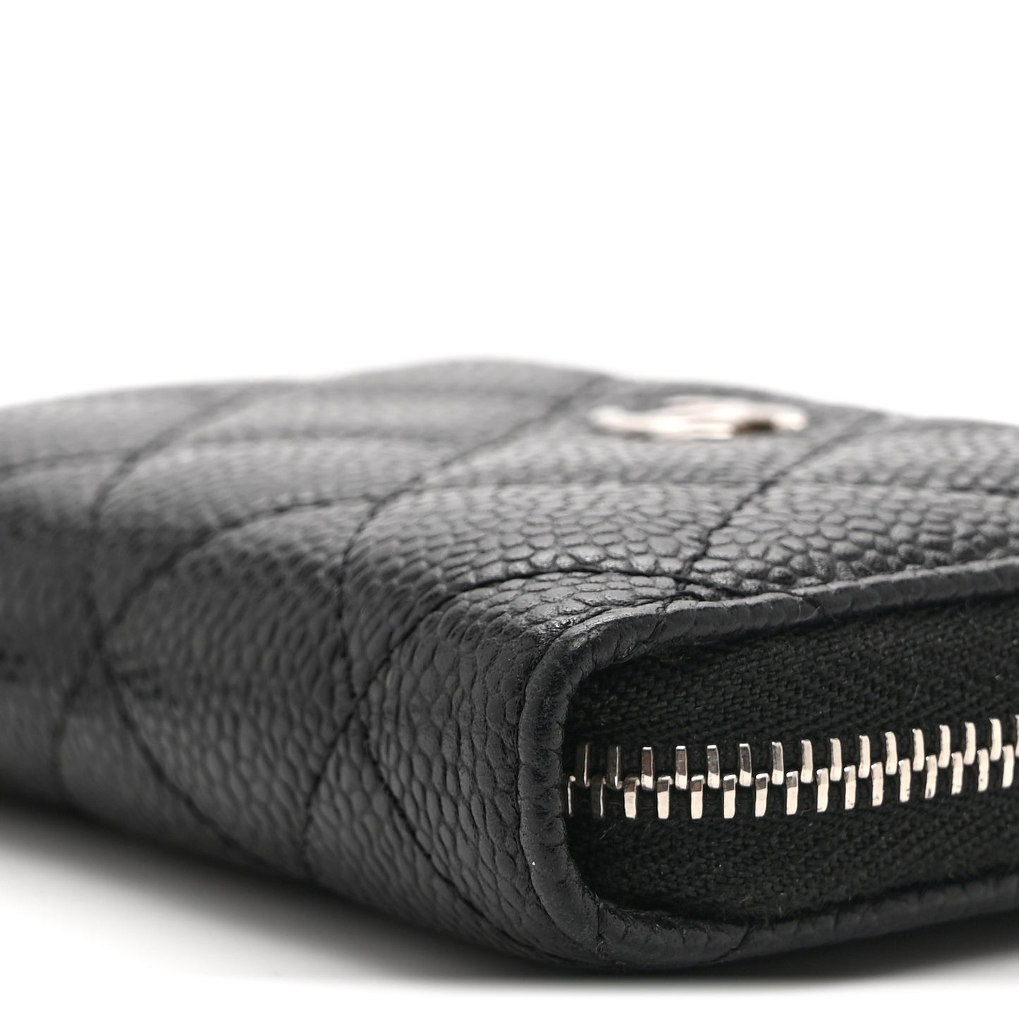 Caviar Quilted Zip Coin Purse Black