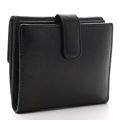 Chanel Glazed Goatskin Camellia Embossed French Flap Wallet Black 3 of 12
