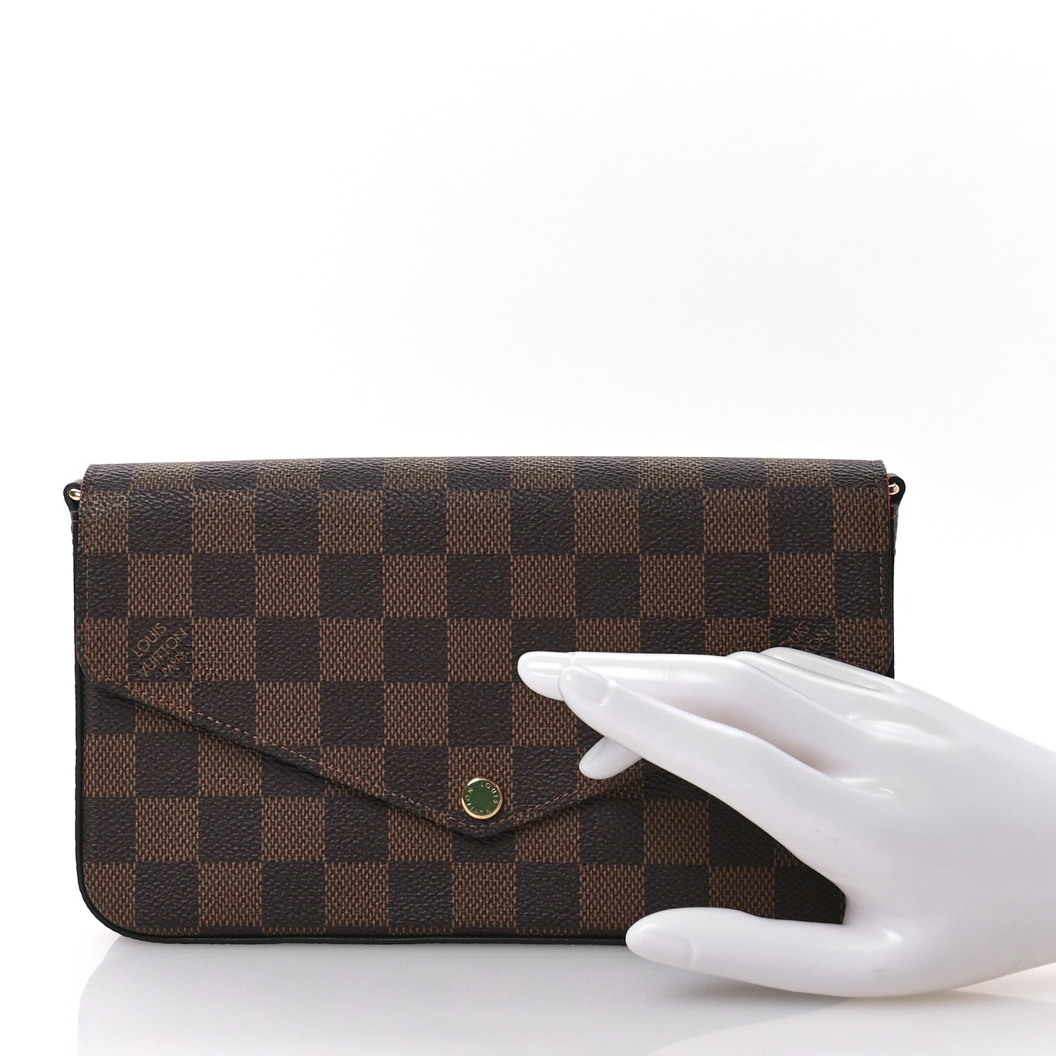 Louis Vuitton Damier Ebene Pochette Felicie Chain Wallet 2 of 8
