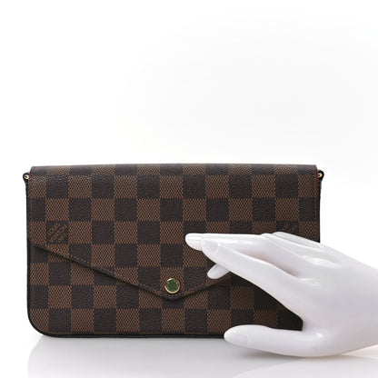 Louis Vuitton Damier Ebene Pochette Felicie Chain Wallet 2 of 8