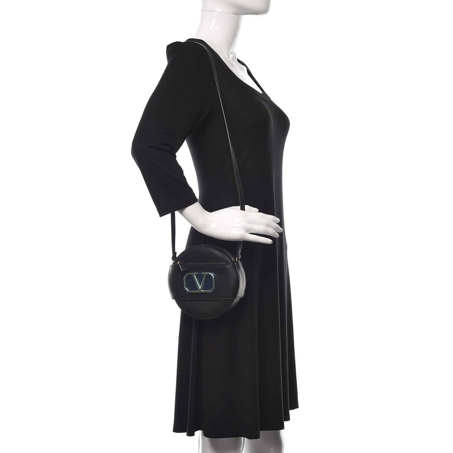 Valentino Garavani Calfskin VLogo Round Crossbody Bag Black 2 of 10