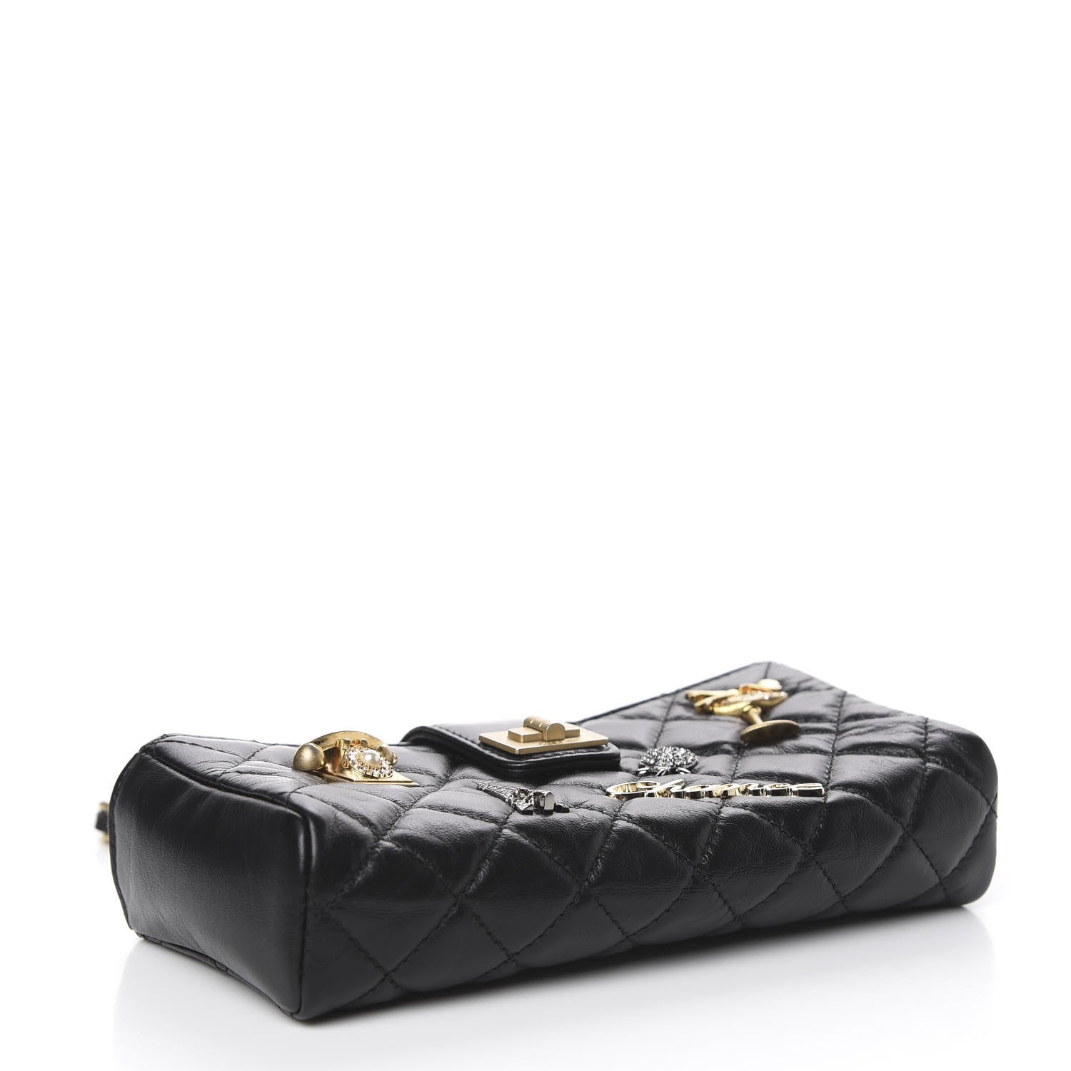 Chanel Aged Calfskin Lucky Charms 2.55 Reissue Mini Clutch With Chain Black 4 of 13