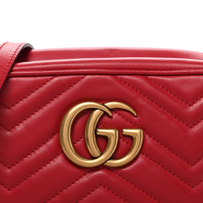 Gucci Calfskin Matelasse Small GG Marmont Chain Shoulder Bag Hibiscus Red 7 of 9