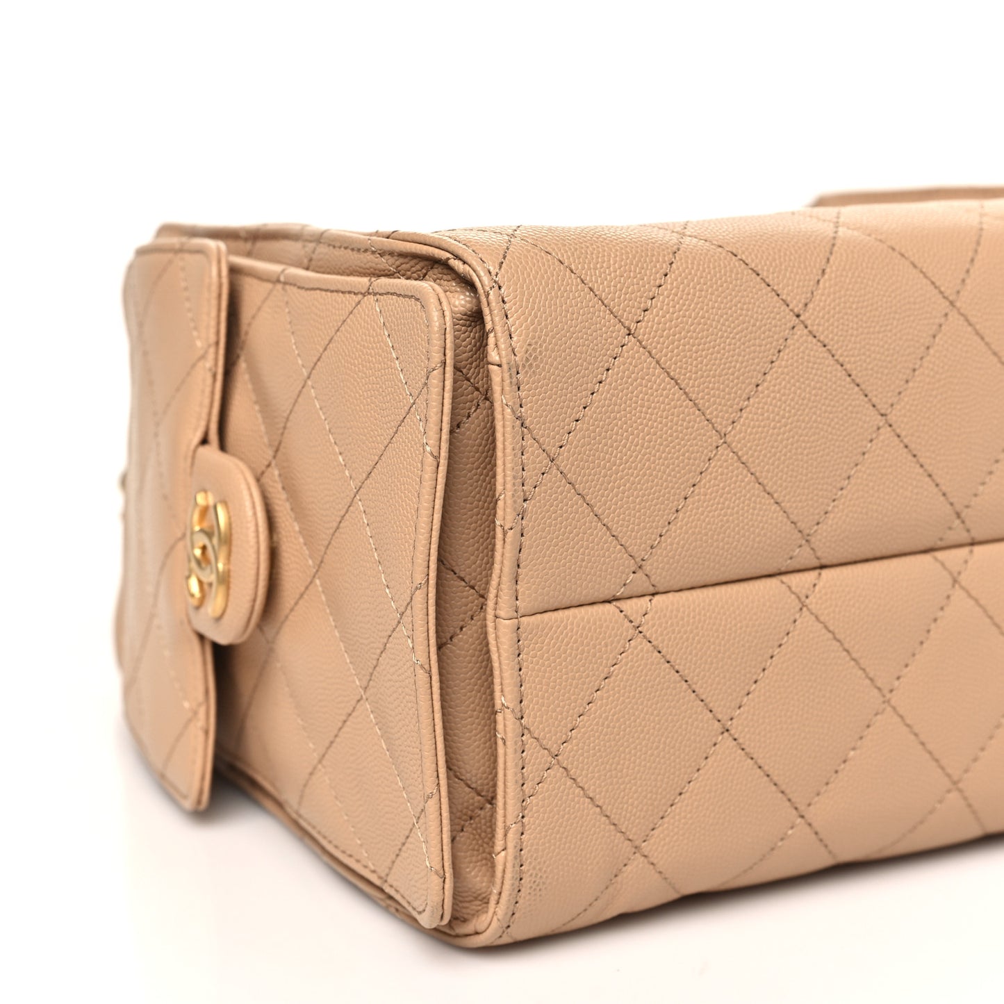 Caviar Quilted Small Chanel 25 Handbag Dark Beige