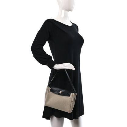 Hermes Toile Vache Calfskin Herbag Clutch Ficelle Black 2 of 18
