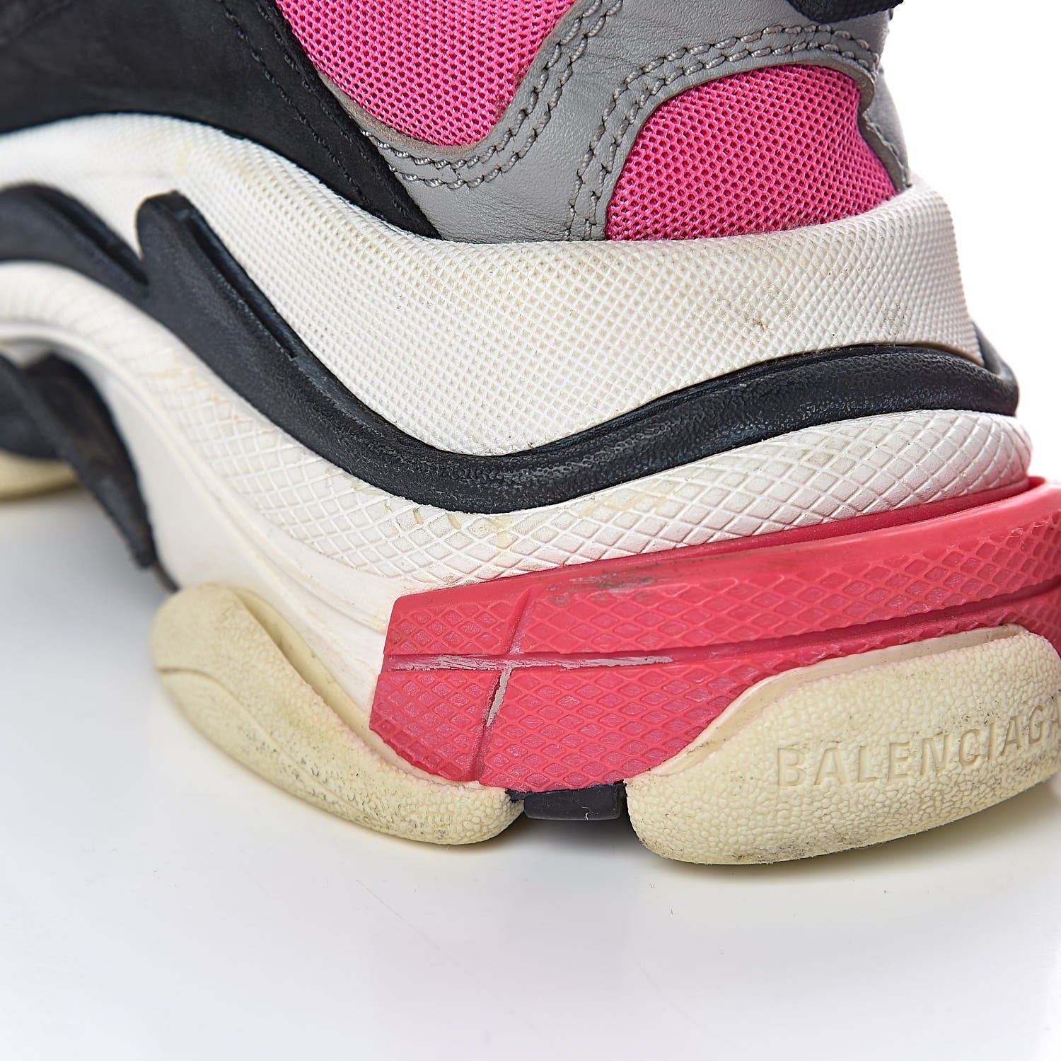 Balenciaga Fabric Mesh Womens Triple S Sneakers 38 Fluo Pink Grey White 20 of 22