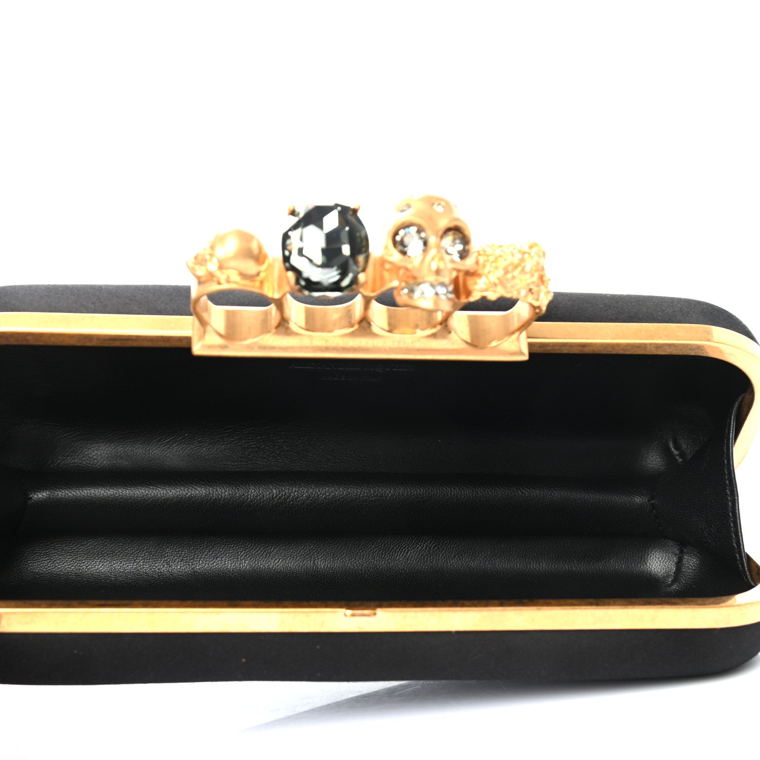 Alexander McQueen Satin Skull Knuckle Duster Box Clutch Black 5 of 8