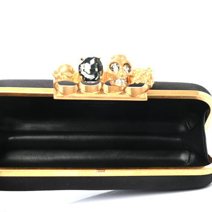 Alexander McQueen Satin Skull Knuckle Duster Box Clutch Black 5 of 8