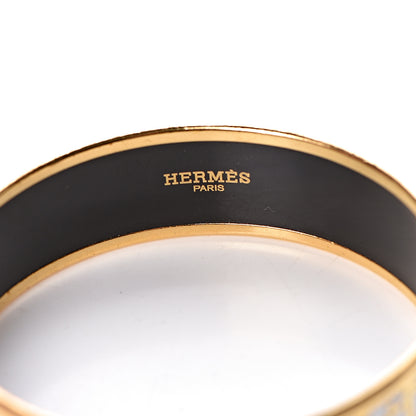 Hermes Enamel Printed Wide Balcons du Guadalquivir Bracelet 65 Gold 4 of 5