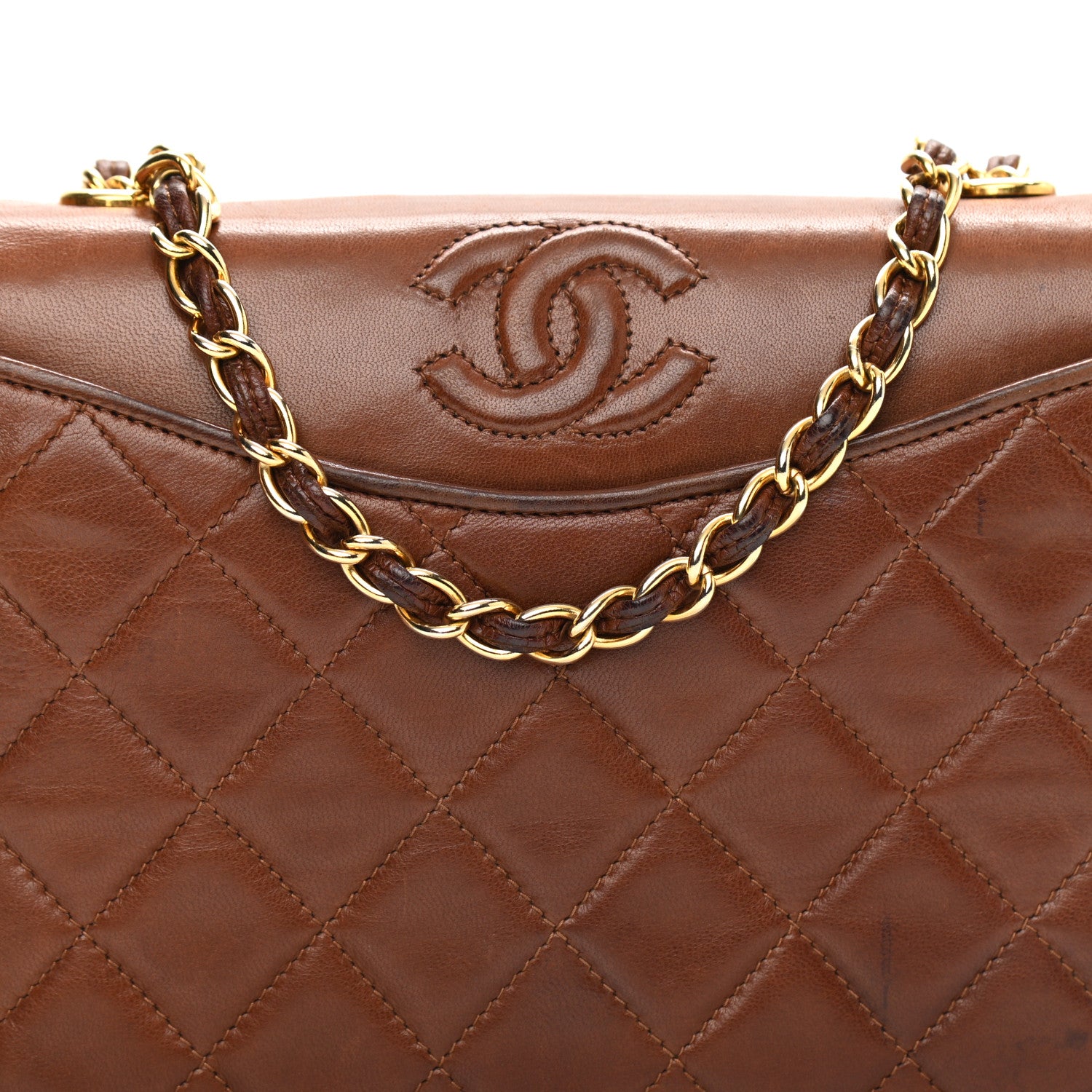 Chanel Lambskin Quilted CC Single Flap Brown 9 of 11