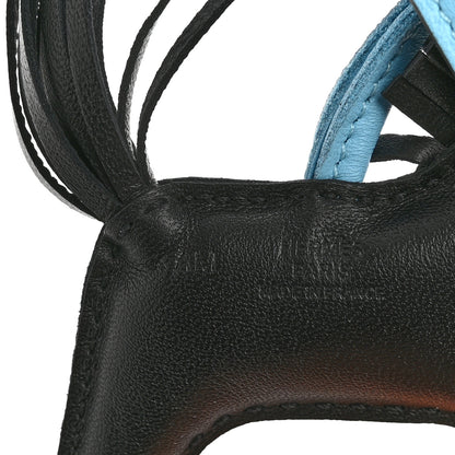 Hermes Milo Lambskin Grigri Rodeo Robeo 24 Bag Charm PM Black Vert Mangrove Celeste 3 of 4