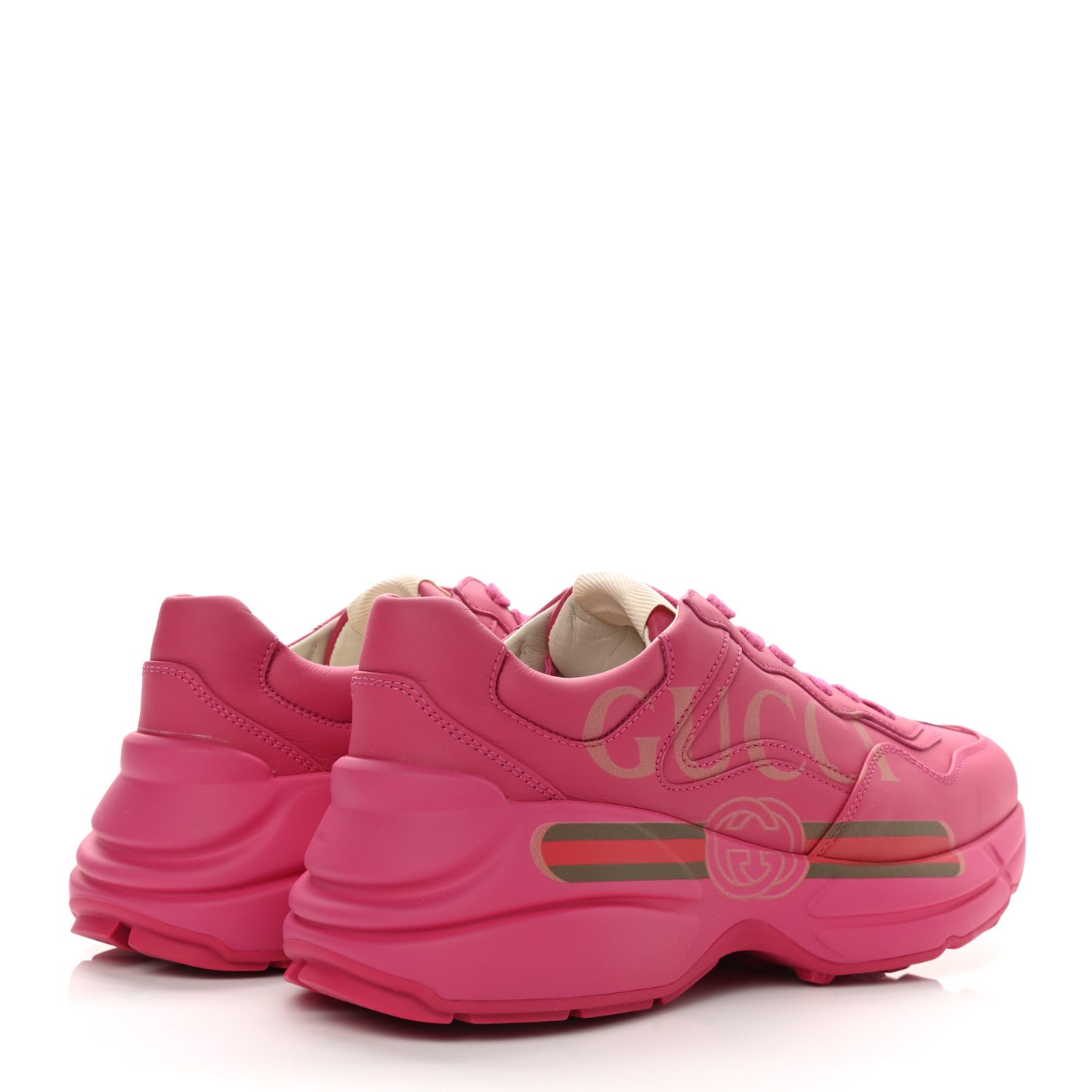 Calfskin Logo Womens Rhyton Sneakers 37.5 Box Pink