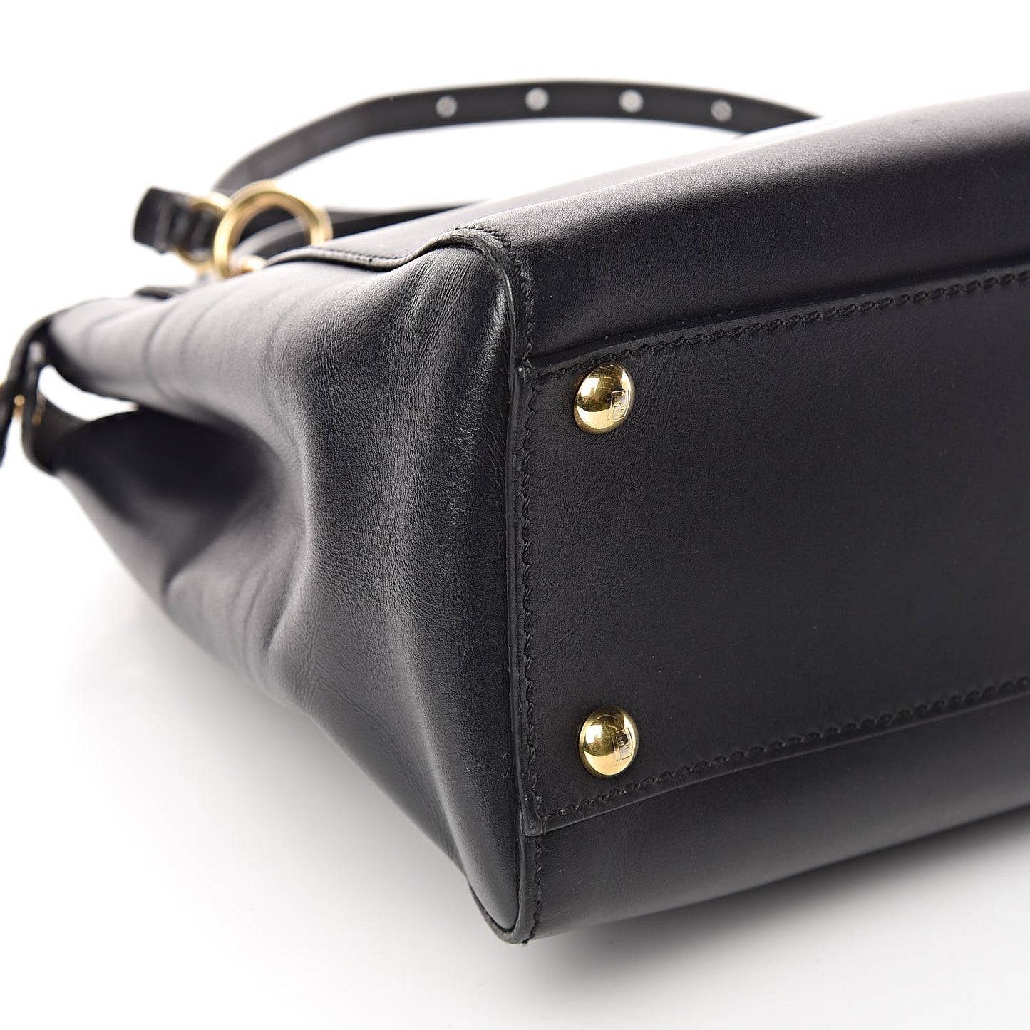 Vitello Morgan Shiny Nappa Medium Peekaboo Iconic Satchel Black