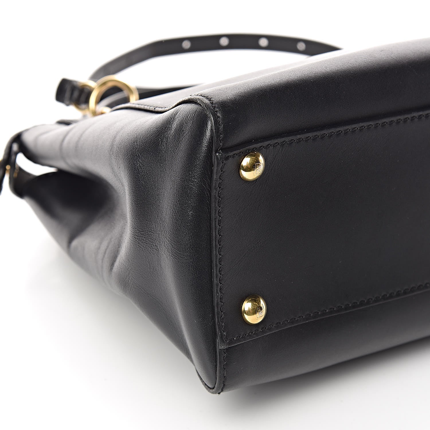 Fendi Vitello Morgan Shiny Nappa Medium Peekaboo Iconic Satchel Black 9 of 19