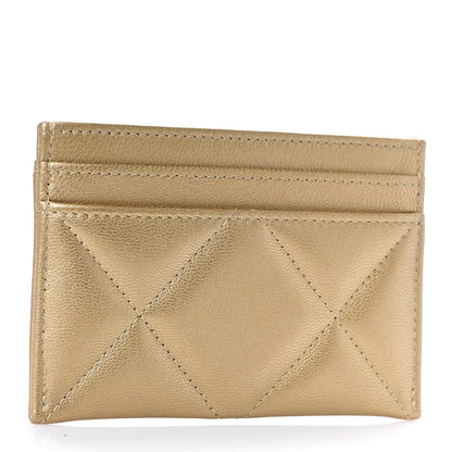 Chanel Metallic Lambskin Quilted Chanel 19 Card Holder Gold 3 of 10