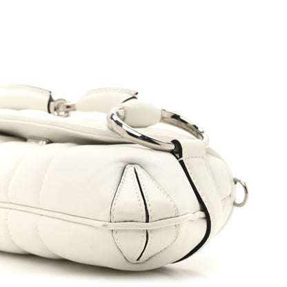 Gucci Nappa Vertical Matelasse Small Maxi Horsebit Chain Shoulder Bag Great White 9 of 11