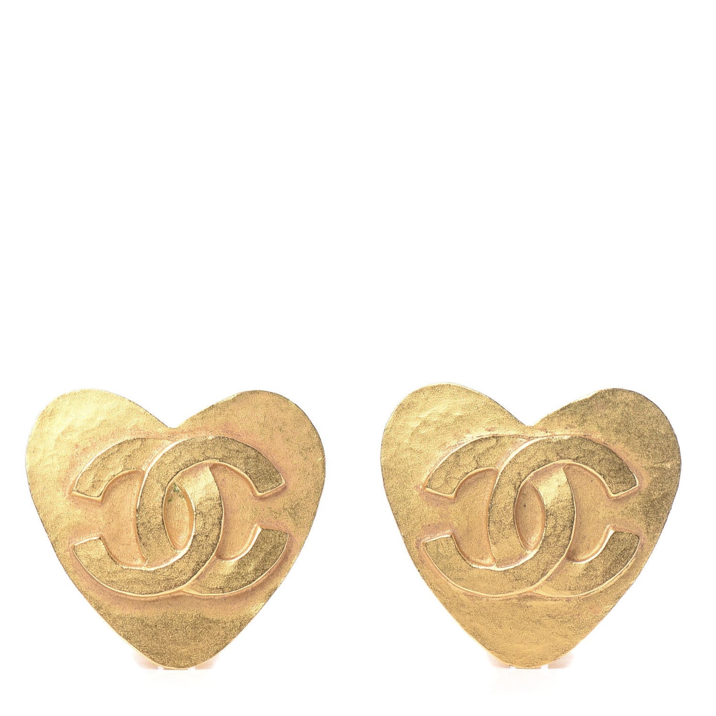 CC Heart Clip On Earrings Gold
