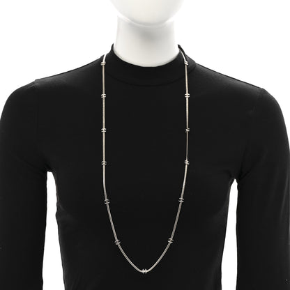 Chanel Metal CC Long Chain Necklace Silver 2 of 5