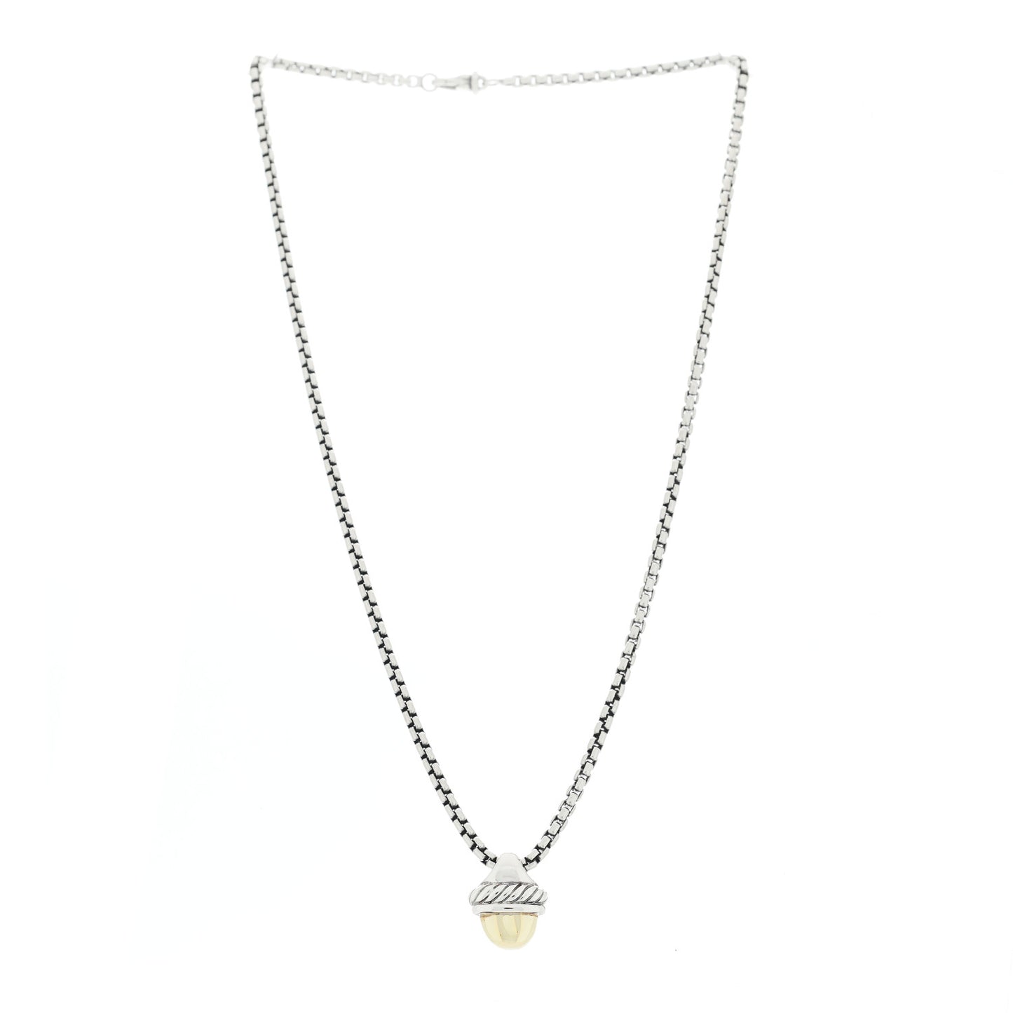 Sterling Silver 14K Yellow Gold Acorn Pendant Necklace