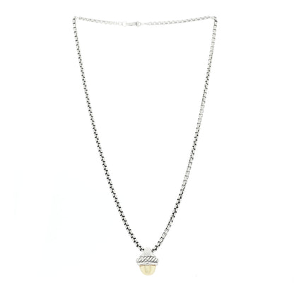 David Yurman Sterling Silver 14K Yellow Gold Acorn Pendant Necklace 3 of 5