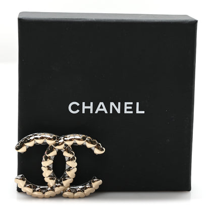 Chanel Metal CC Heart Brooch Gold Silver 4 of 4
