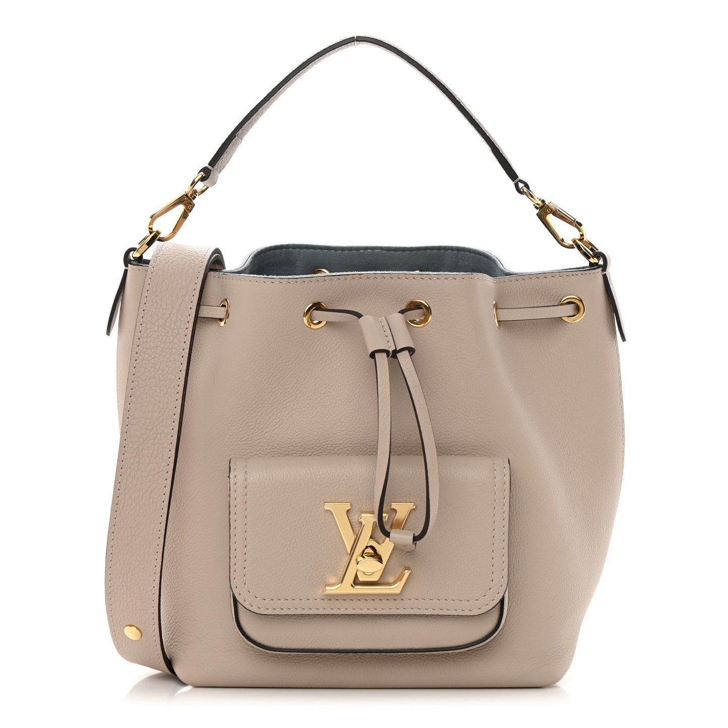 Calfskin Lockme Bucket MM Greige