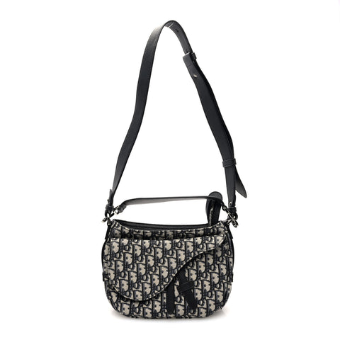 Oblique Mini Soft Saddle Bag Beige Black