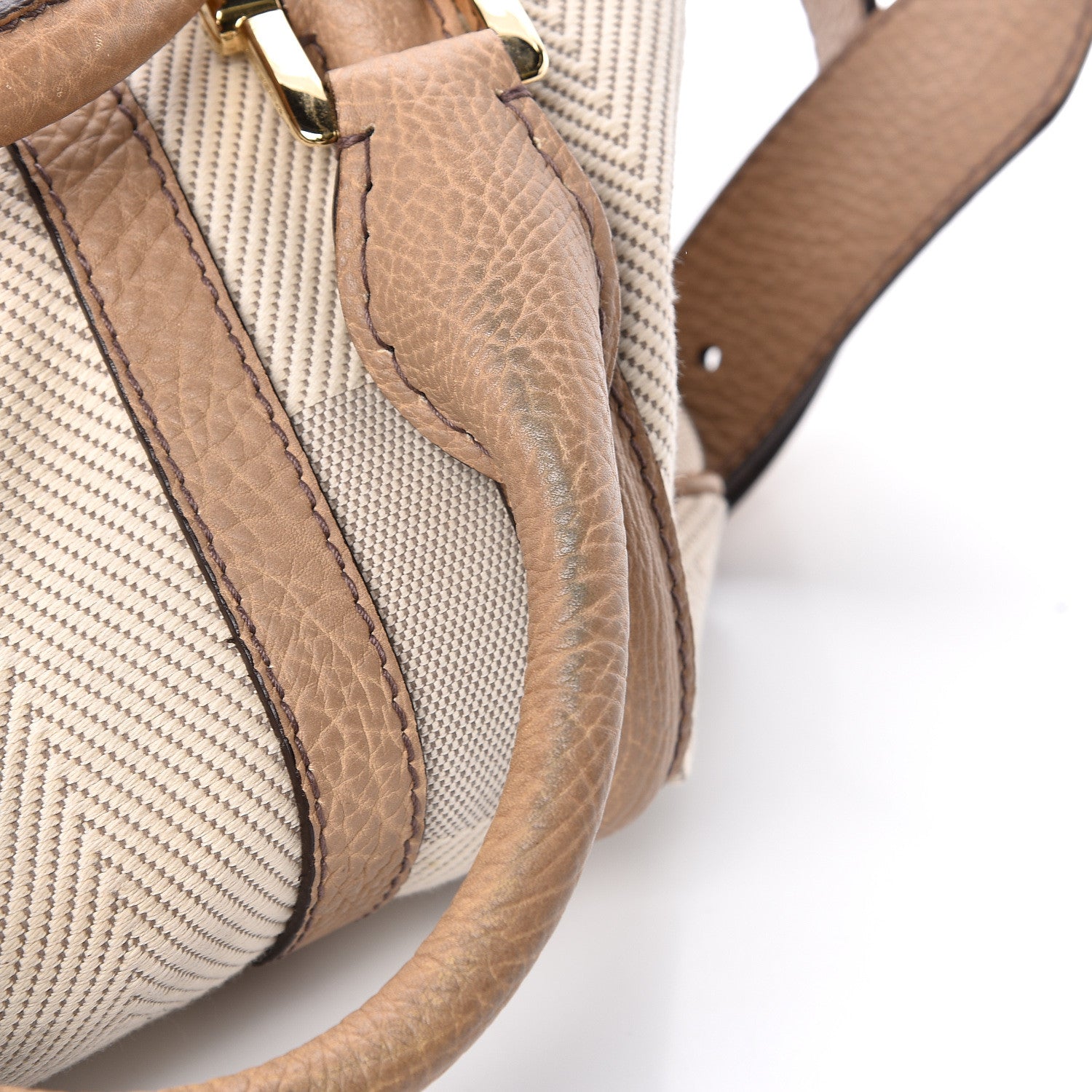 Burberry Grainy Calfskin Canvas Nevinson Bowling Bag Beige 14 of 14