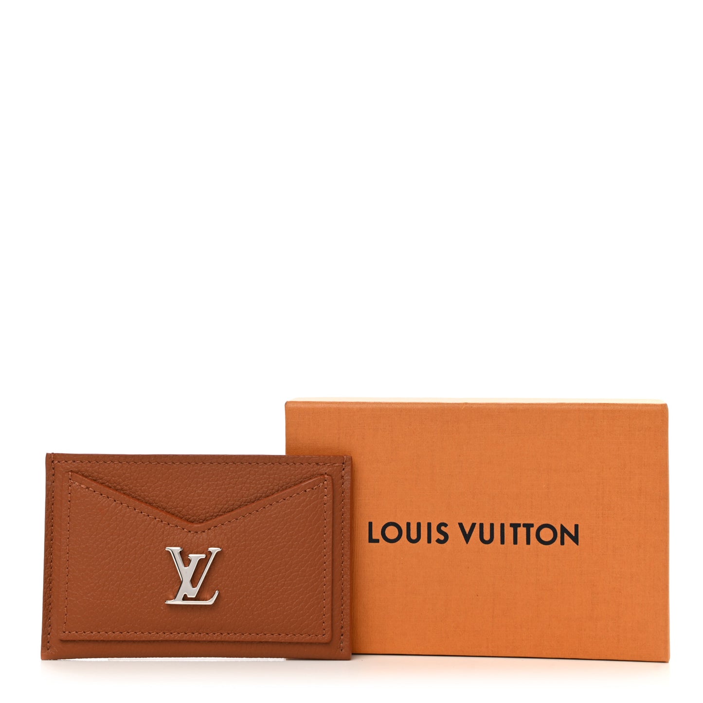 Calfskin Lockme Card Holder Caramel