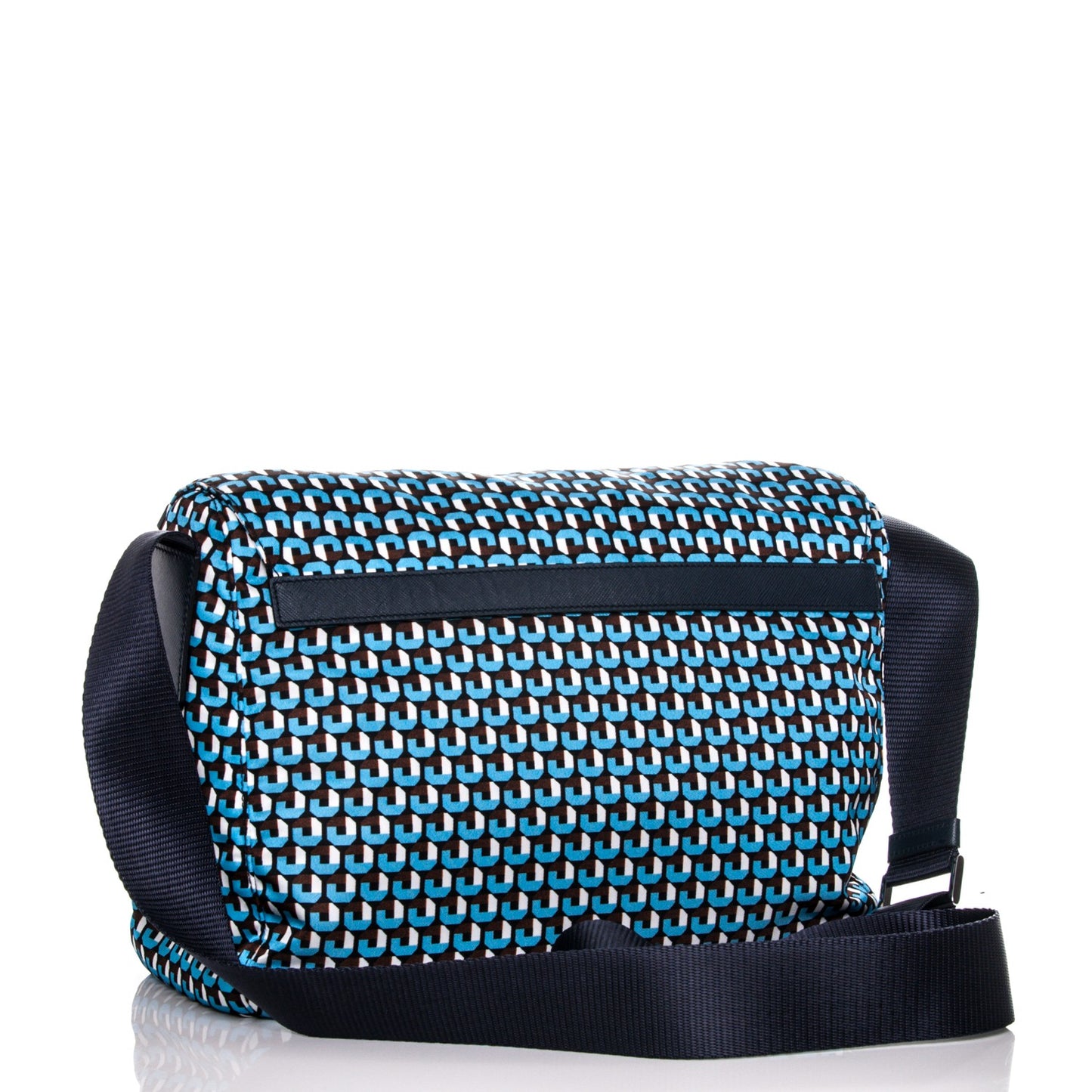 Tessuto Nylon Saffiano Messenger Bag Azzurro