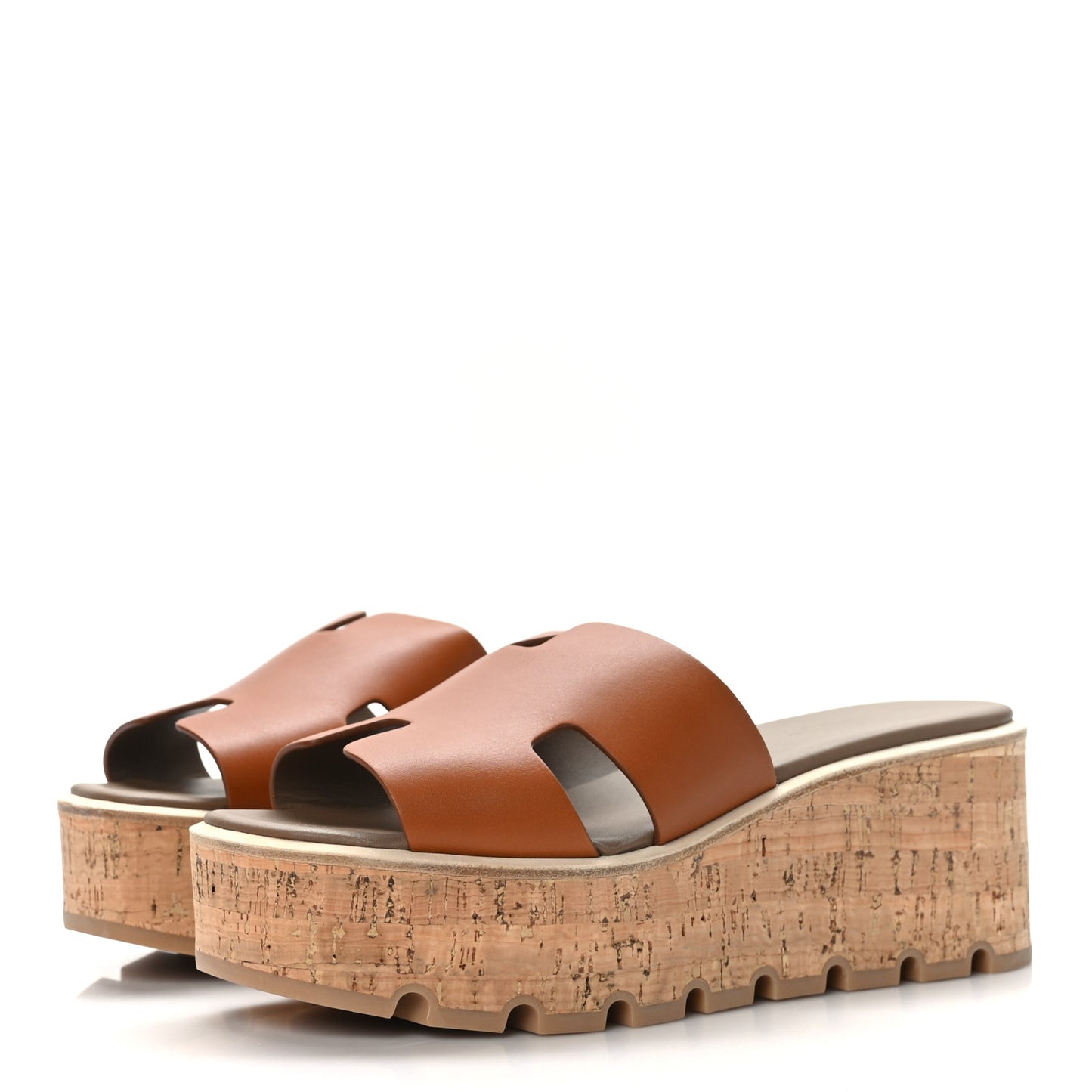 Calfskin Cork Eze 30 Sandals 39 Marron Glaise