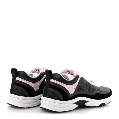Chanel Tweed Suede Calfskin CC Sneakers 38.5 Gray Pink 5 of 9