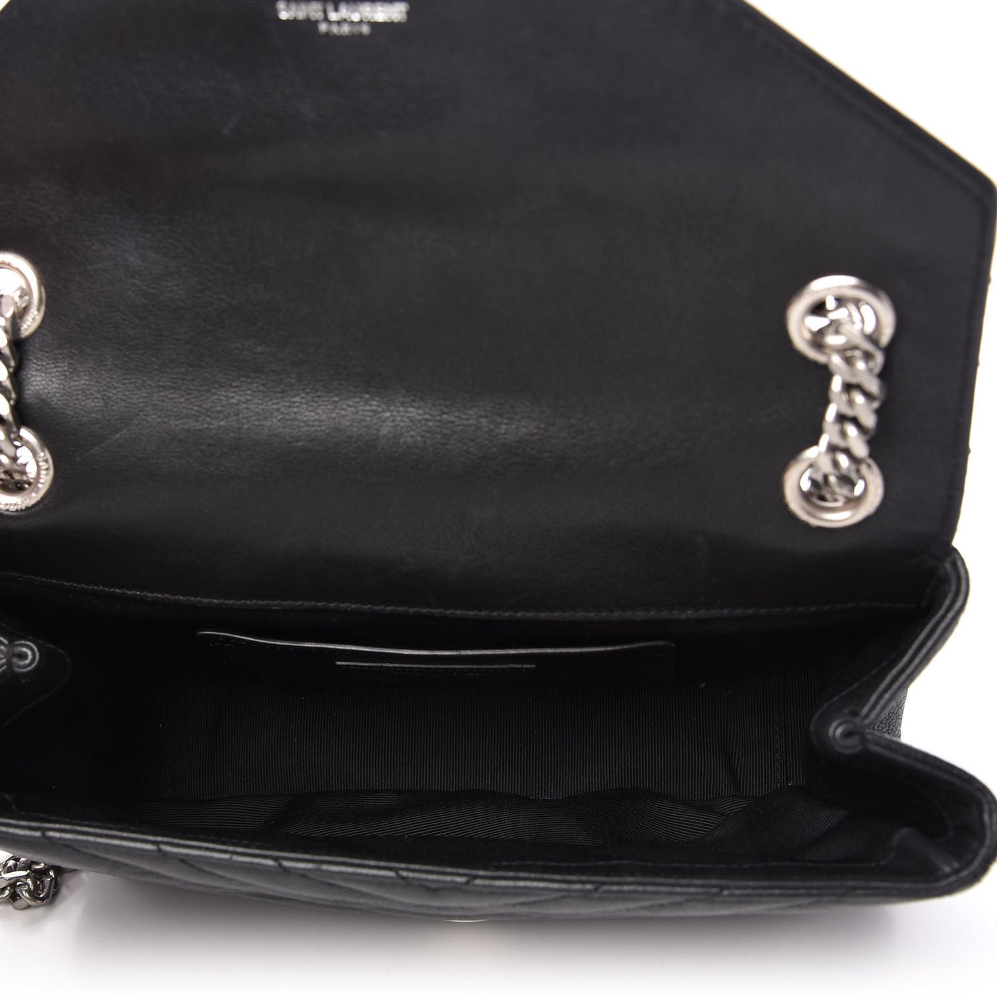 Sheepskin Matelasse Medium Monogram College Punk Chain Satchel Black