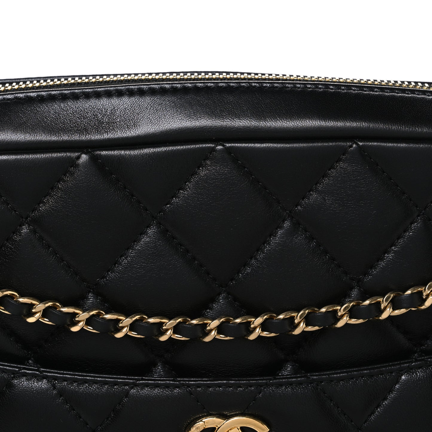 Lambskin Quilted Large Camera Case Black