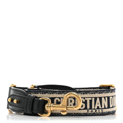 Christian Dior Canvas Embroidered Shoulder Strap Black White 1 of 6