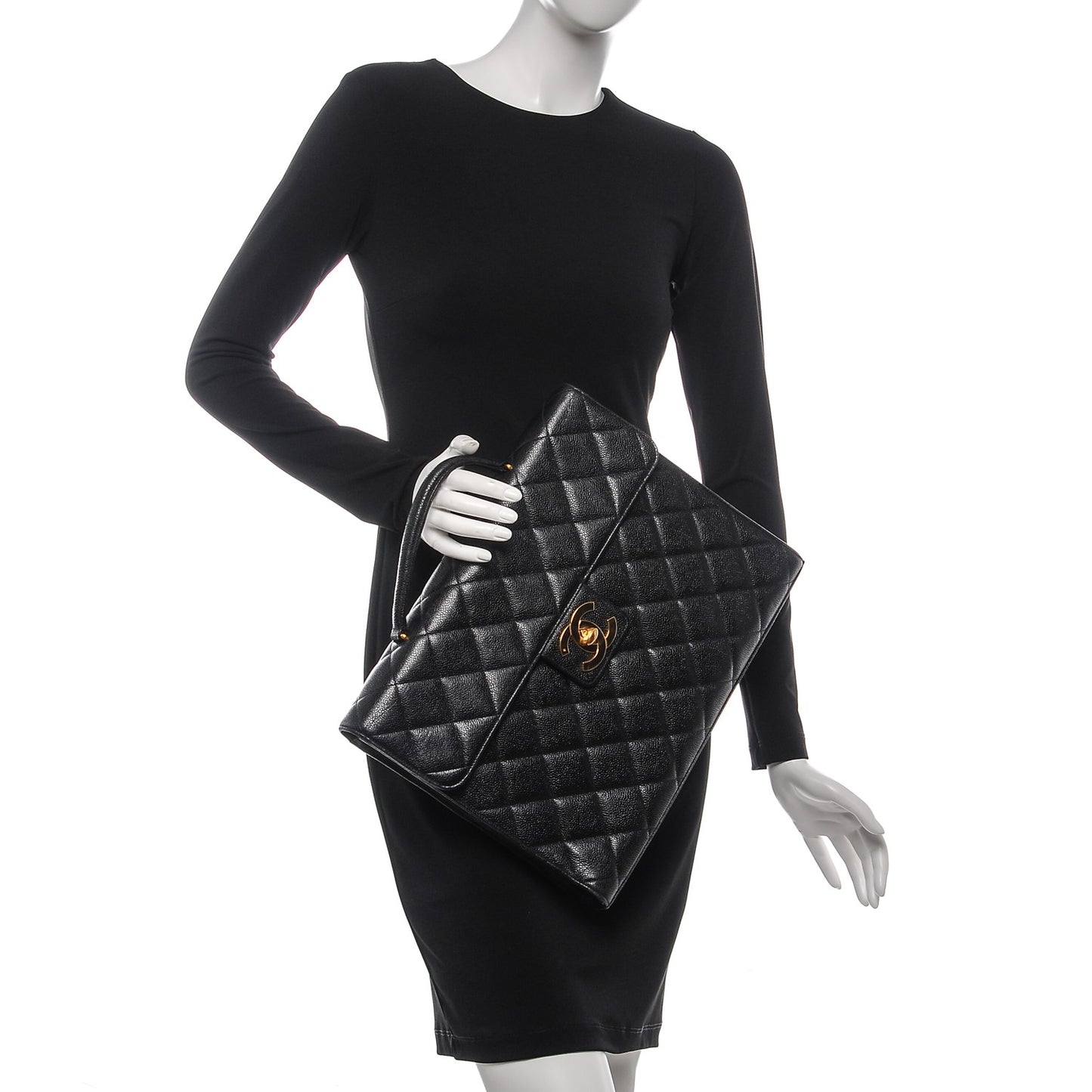 Caviar Quilted Briefcase Laptop Bag Black