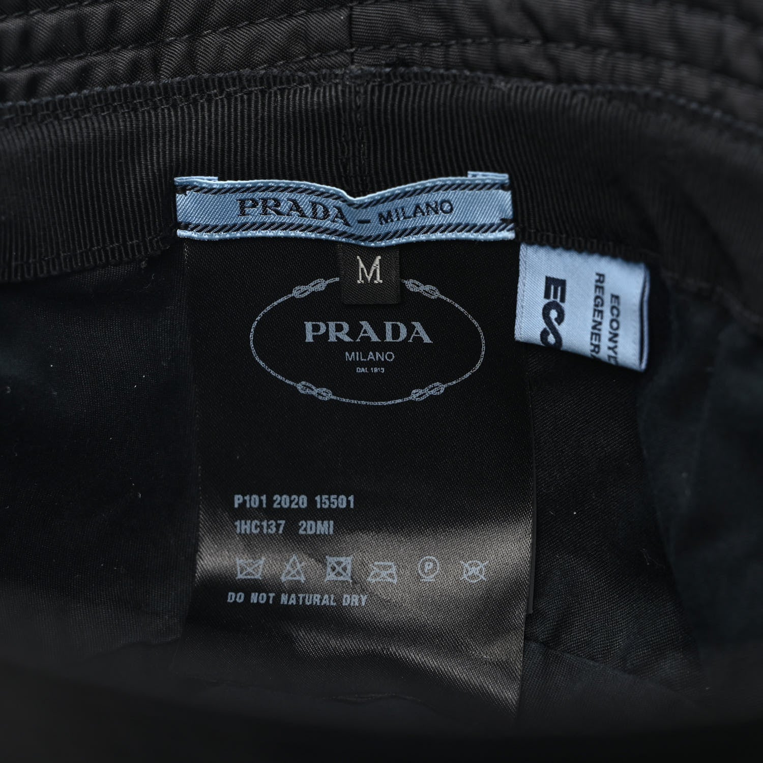 Prada Re-Nylon Metal Triangle Logo Womens Bucket Hat M Black 6 of 6